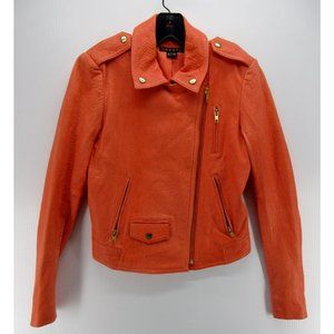 Theory Jacket 8 Lamb Leather Moto Military Pockets Preppy Lined